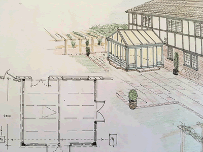 Personalised drawings to bring to life architect's plans and show how the structure will blend into existing buildings and landscapes